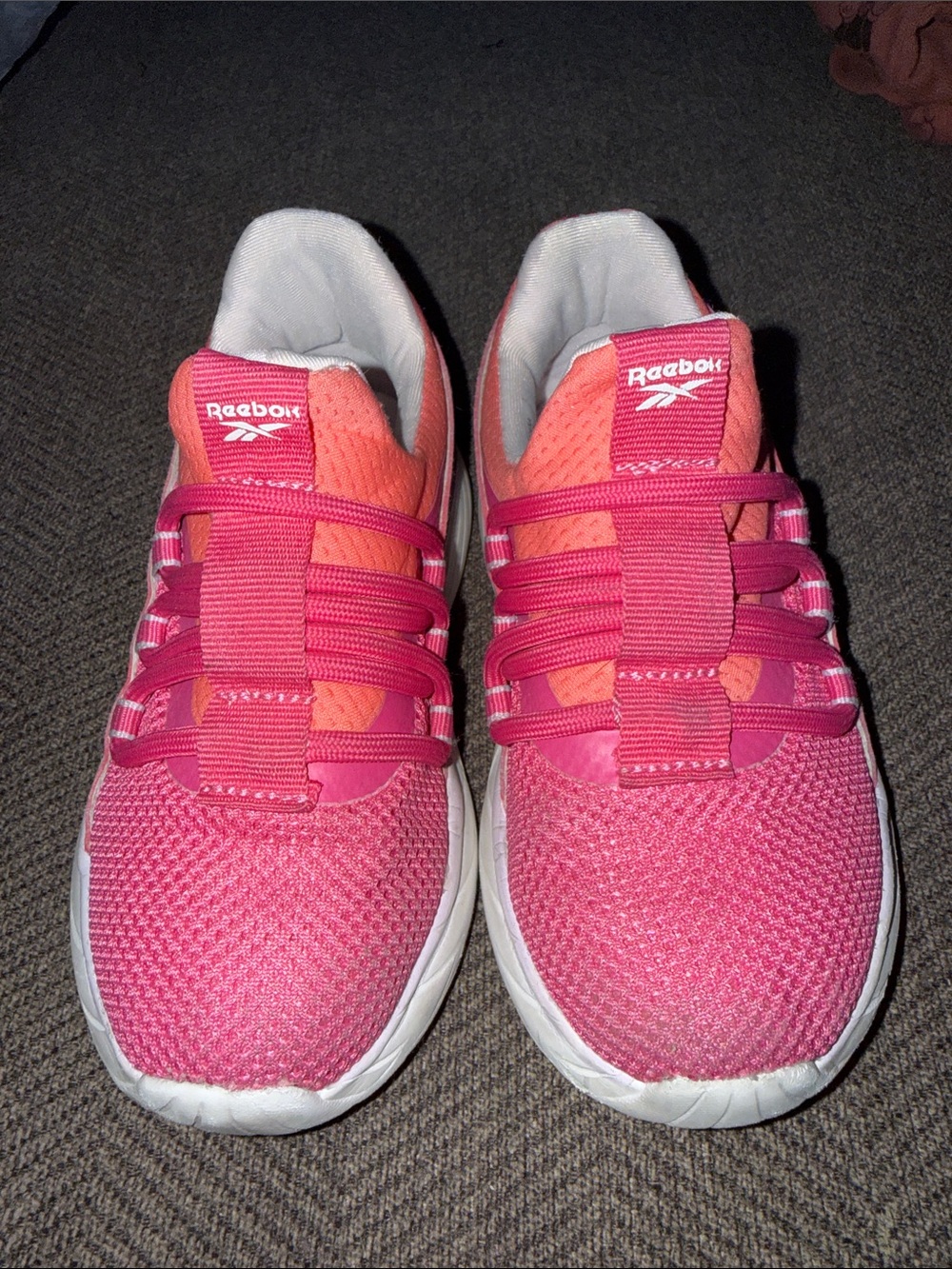 Reebok Pink and Orange Knit Running Shoes